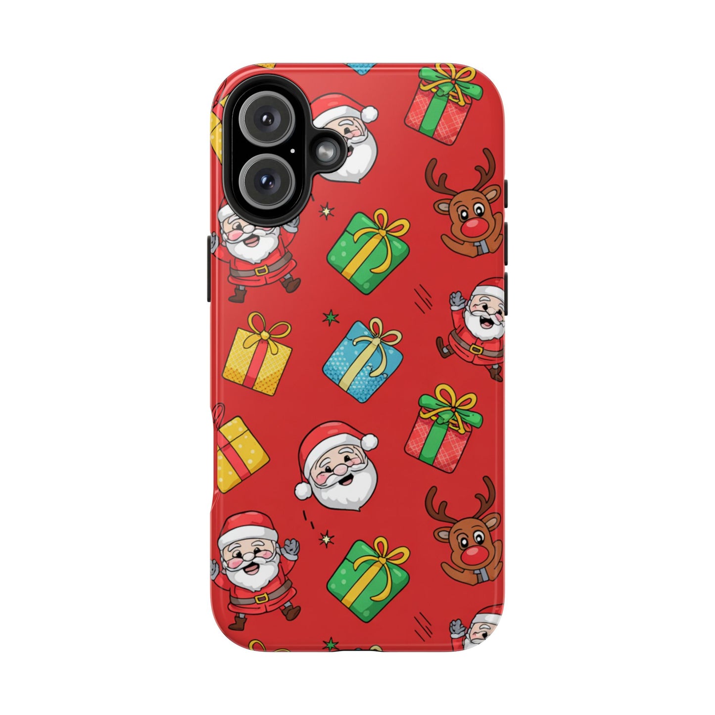 Festive Santa and Reindeer Tough Phone Case - Christmas Holiday Design