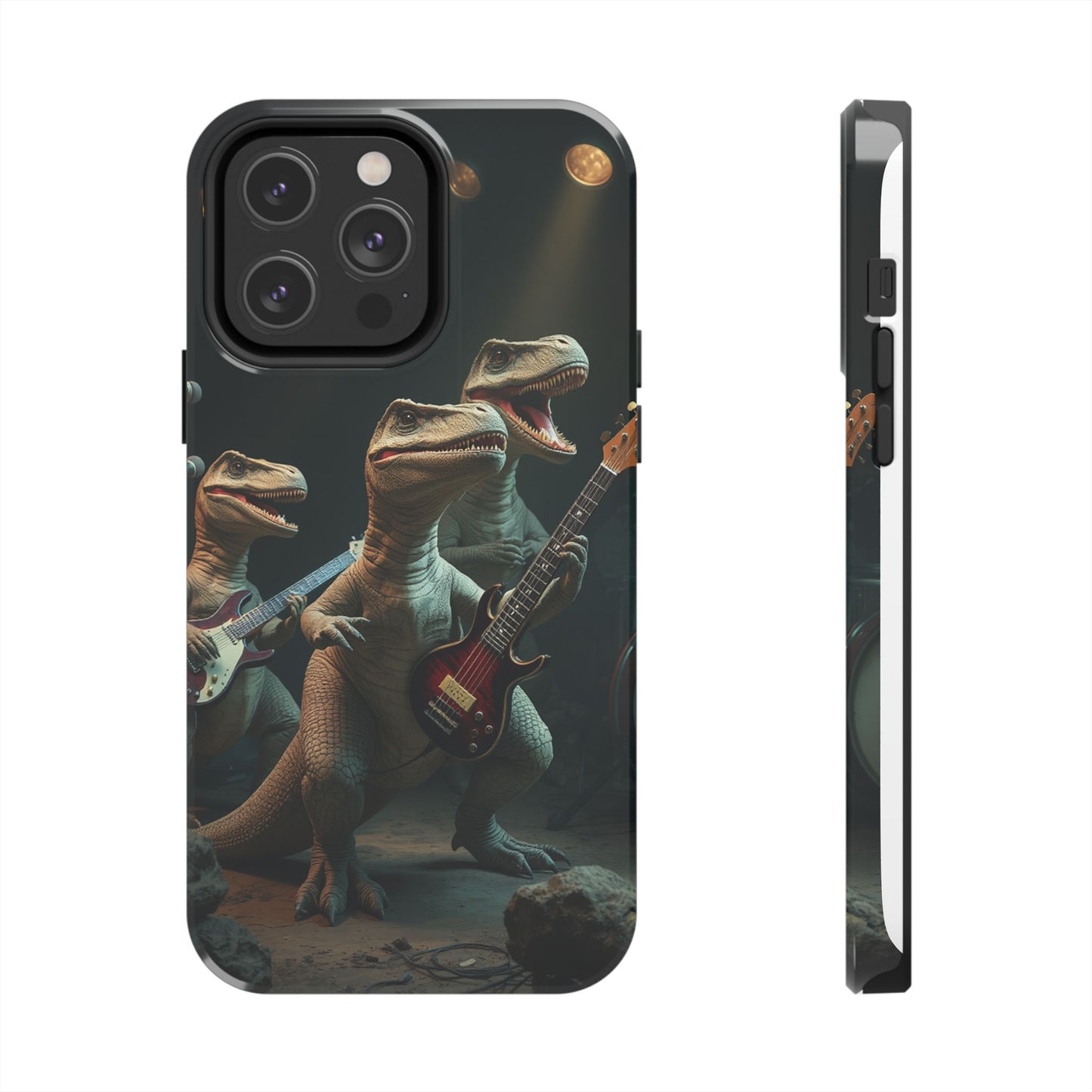 Rockin' Dinosaur Tough Phone Cases - Perfect for Music Lovers and Kids!
