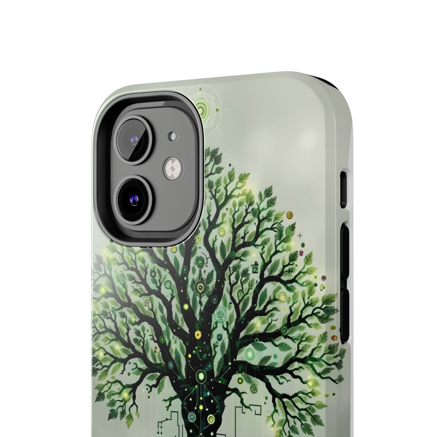 Nature-Inspired Tough Phone Case with Tech Tree Design - for iPhone