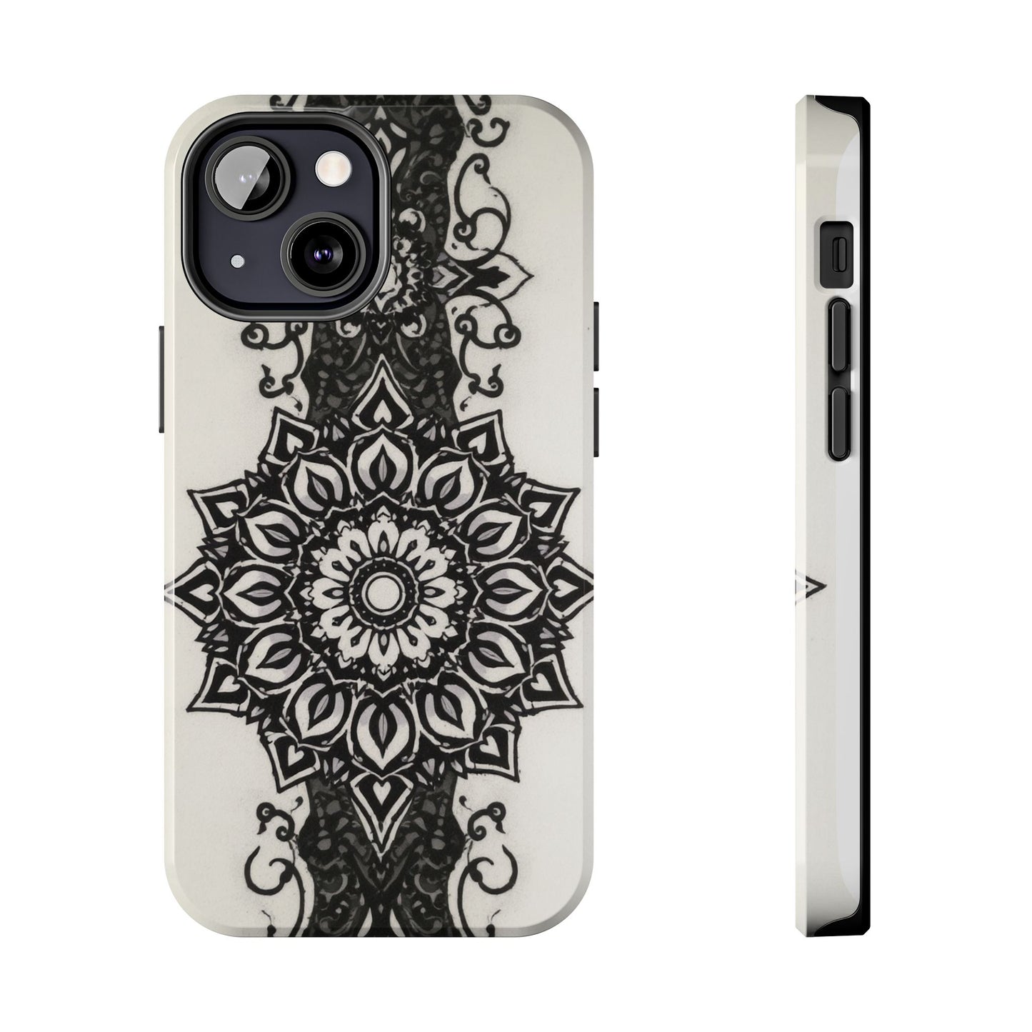 Stylish Tough Phone Cases with Dark Mandala Design - Durable and Unique Protection - for iPhone