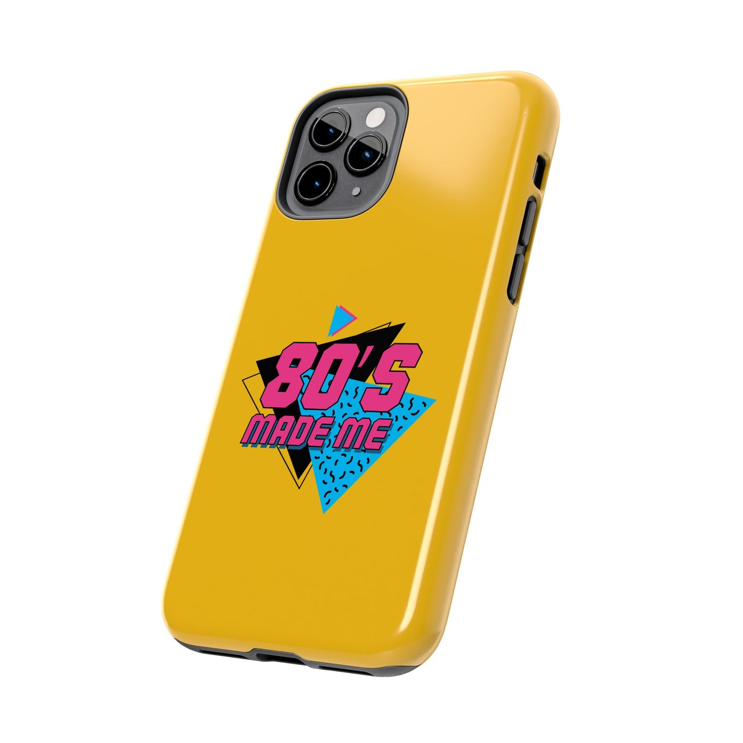 80's Made Me Tough Phone Case - Retro Yellow Silicone Cover - for iPhone