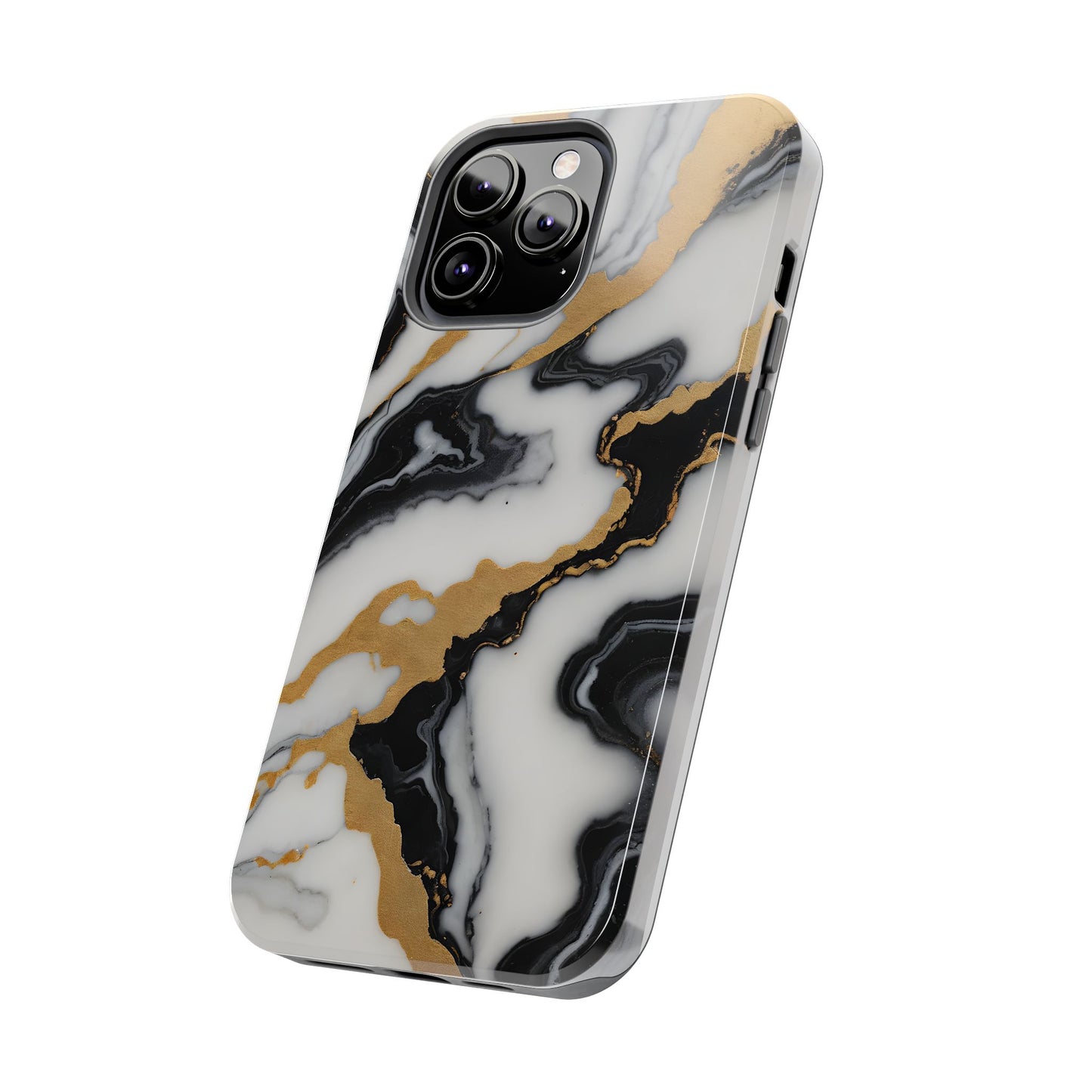 Elegant Gold Marble Tough Phone Case - Stylish Protection for Your iPhone