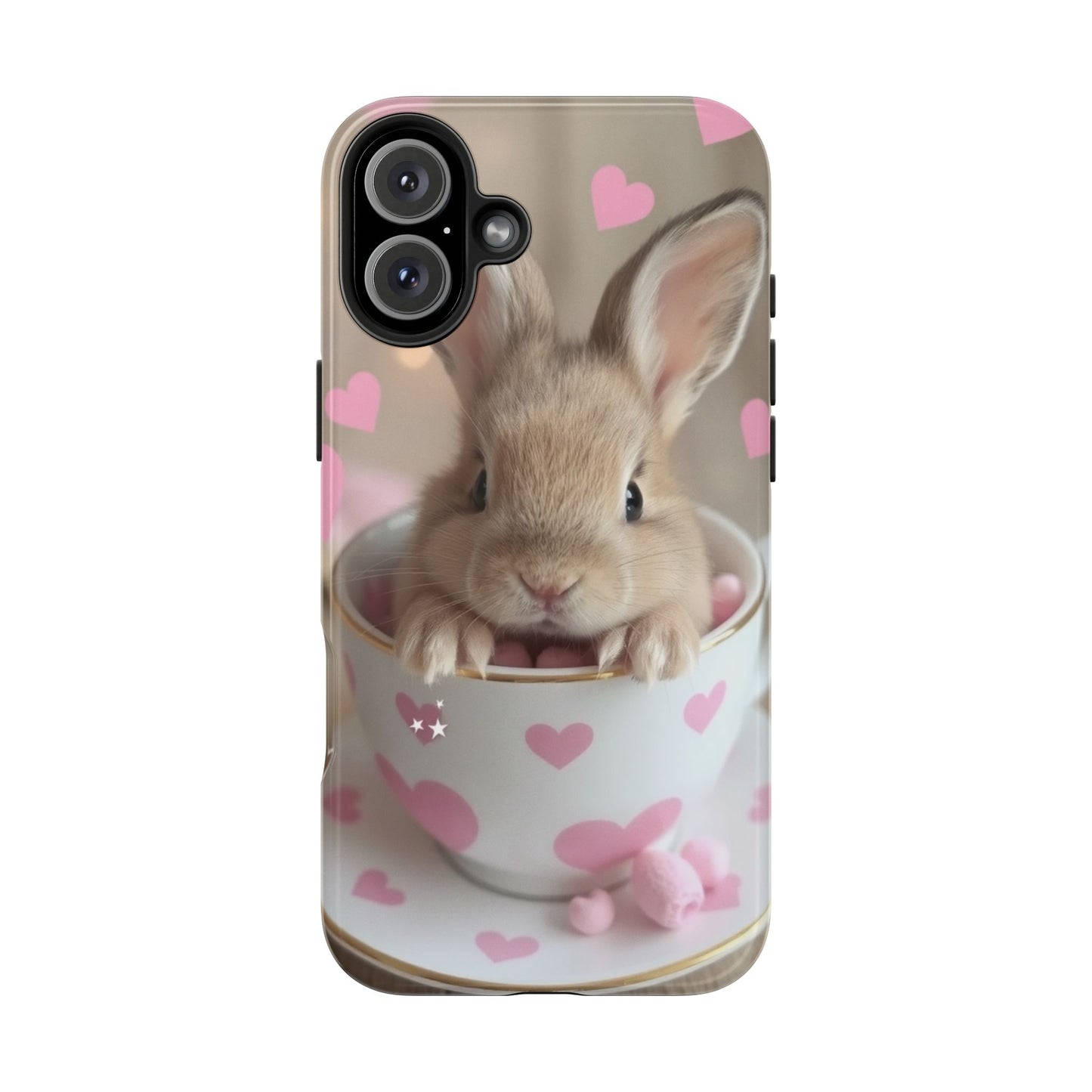 Adorable Bunny Phone Case with Heart Design - Cute Gift for Animal Lovers
