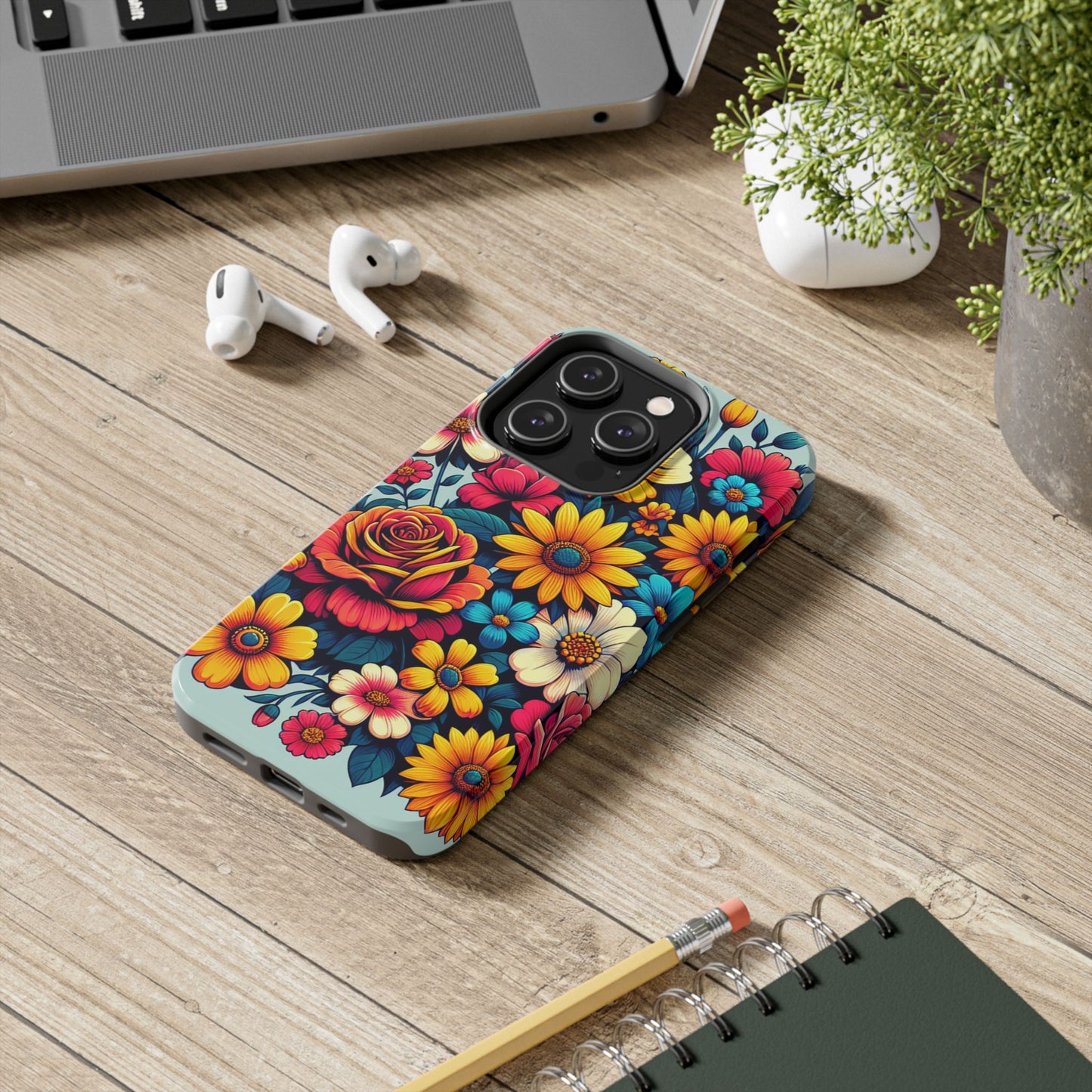Vibrant Floral Tough Phone Case - Colorful Flower Design - for iPhone