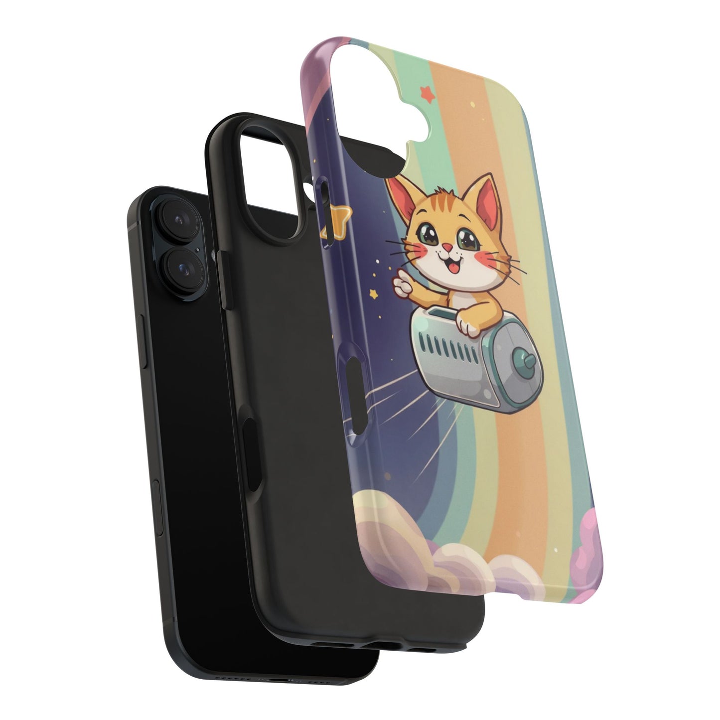 Cute Cat Rocket Phone Case - Vibrant and Playful Tough Case