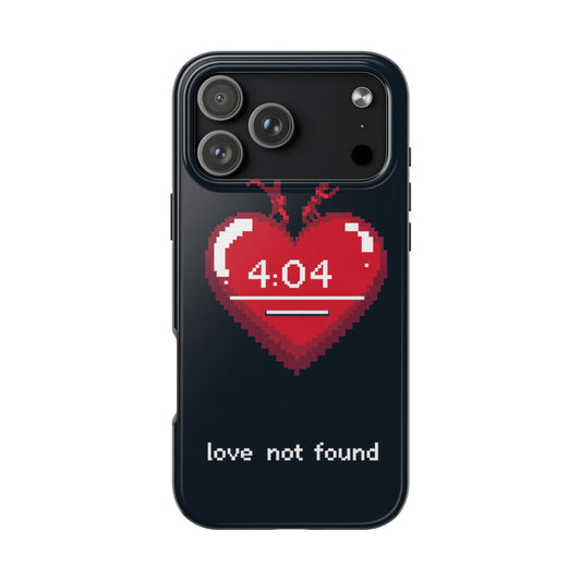Vintage Pixel Heart Tough Phone Case - "404 Love Not Found" Design