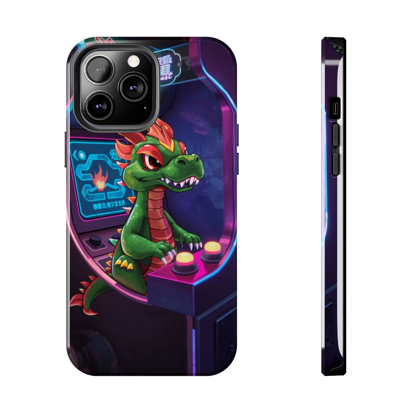 Retro Gamer Tough Phone Case with Dragon Design