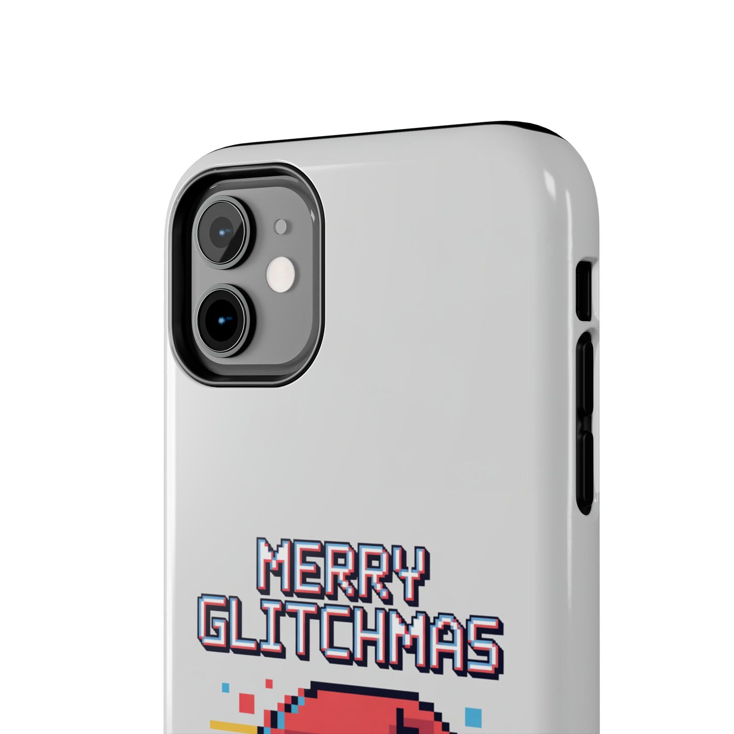 Merry Glitchmas Phone Case - Christmas Pixel Art Design for iPhone