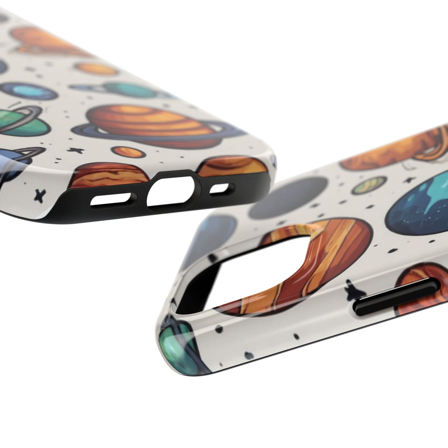 Cosmic Galaxy Tough Phone Case - Planetary Cartoon Design - for iPhone