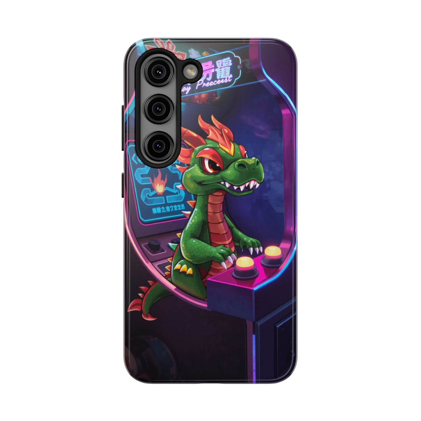 Retro Gamer Tough Phone Case with Dragon Design