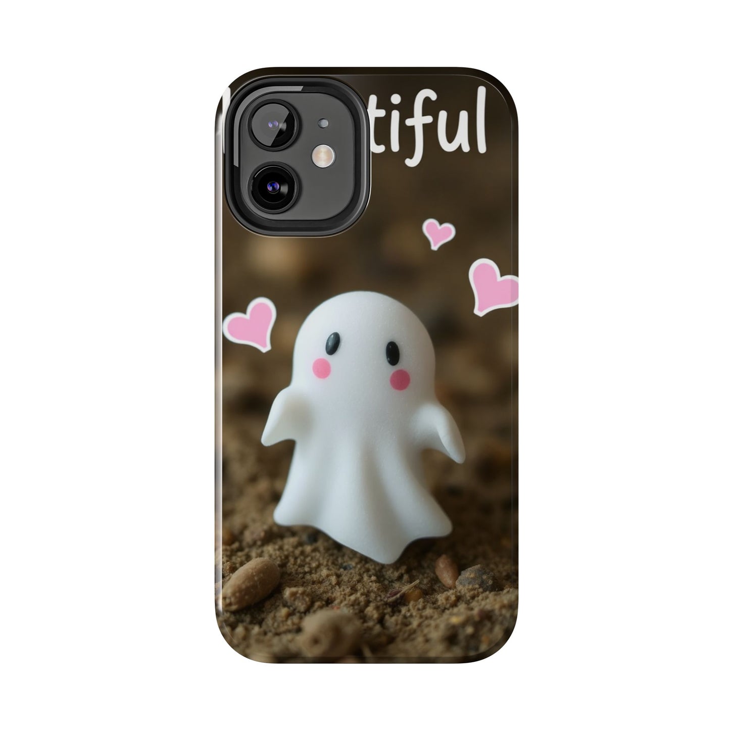 Cute Ghost Tough Phone Case - Beautiful Design with Heart Accents
