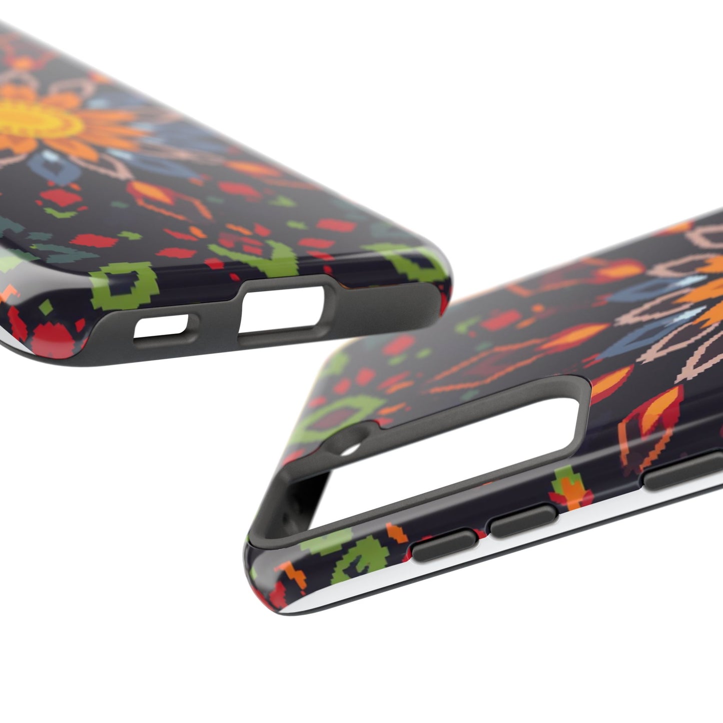 Pixel Art Floral Tough Phone Case - Pixelated Mandala Design for iPhone