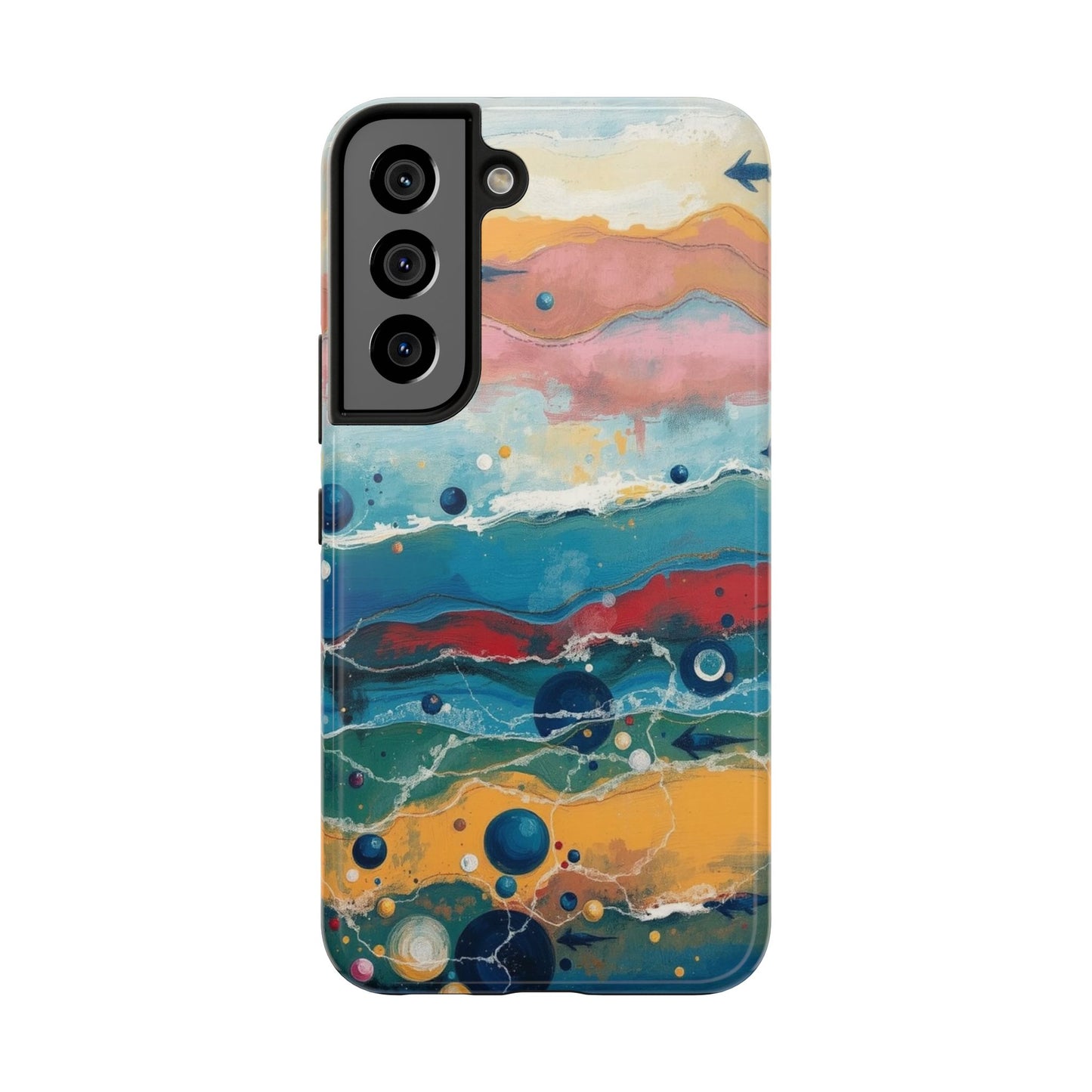 Artistic Tough Phone Case - Vibrant Waves Design for Unique Style