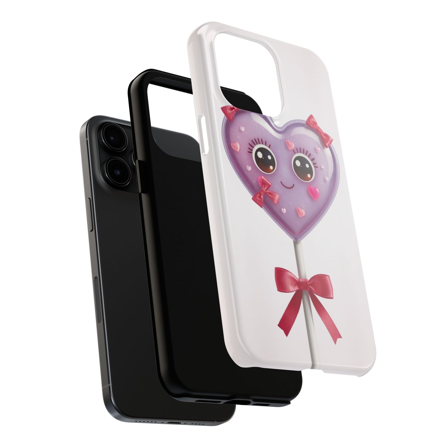 Cute Heart Lollipop Tough Phone Case - Adorable Protection for Candy Lovers