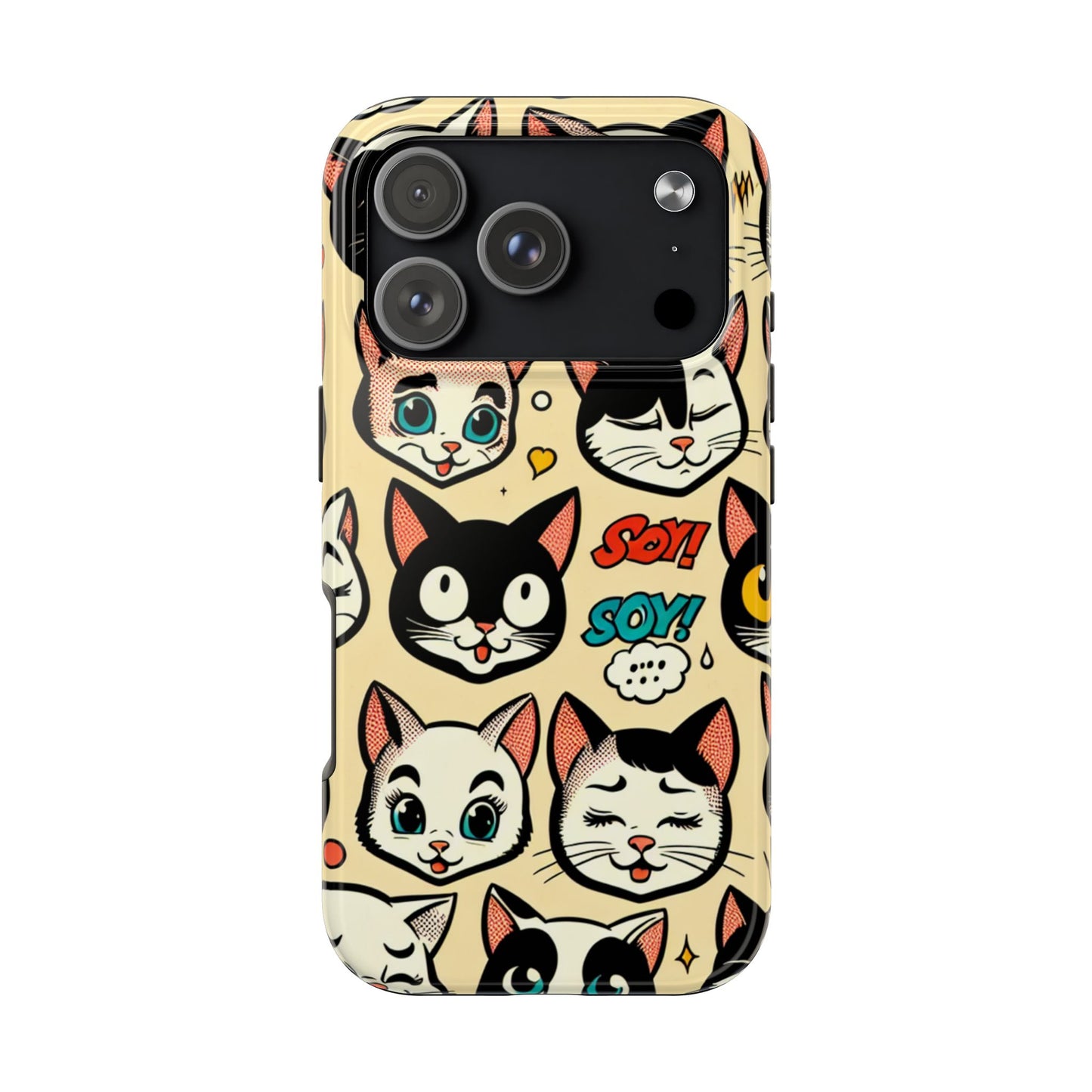 Playful Cat-Themed Tough Phone Case - Pet Pattern - for iPhone