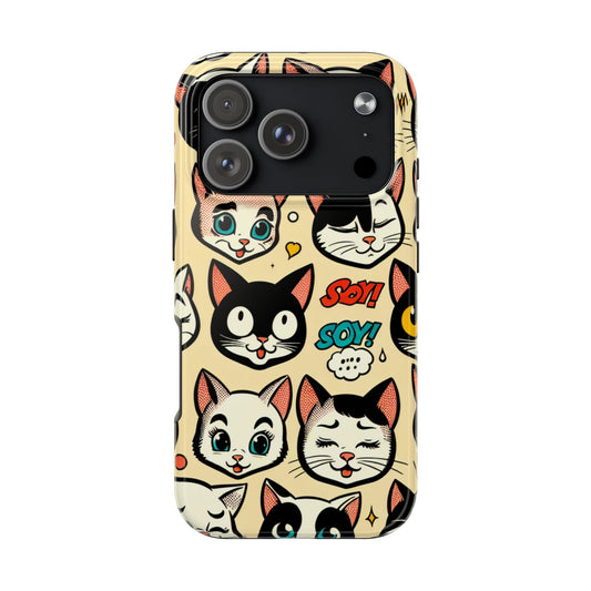 Playful Cat-Themed Tough Phone Case - Pet Pattern - for iPhone