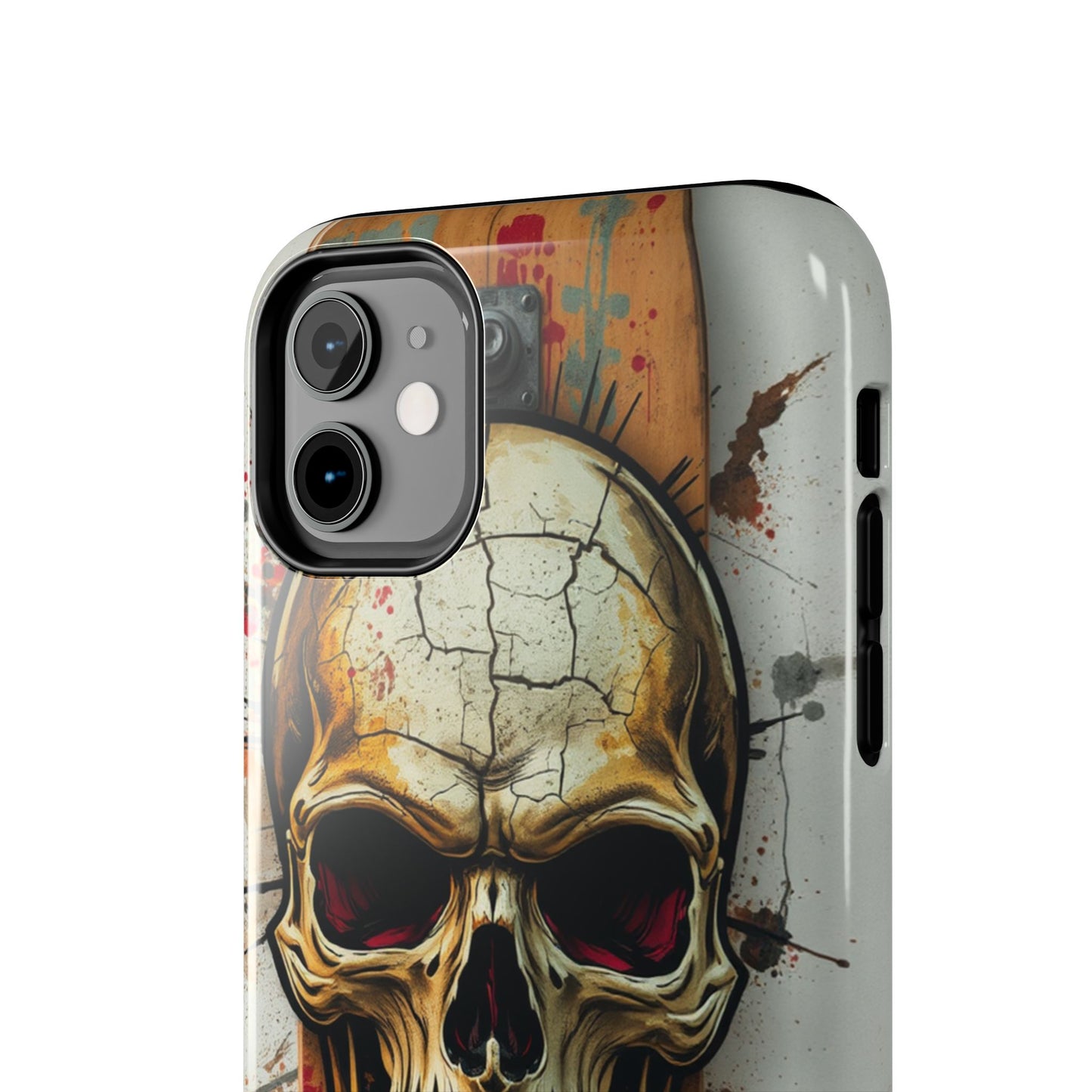 Edgy Skull Tough Phone Case - Durable Protection for Skateboard Enthusiasts
