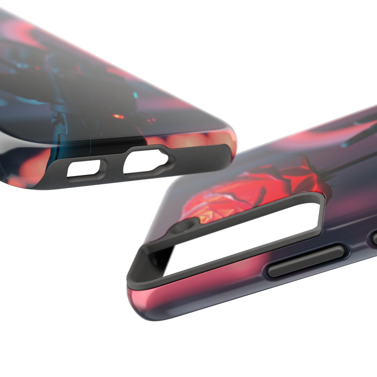Futuristic Tough Phone Case with Robotic Rose Design | Durable Protection