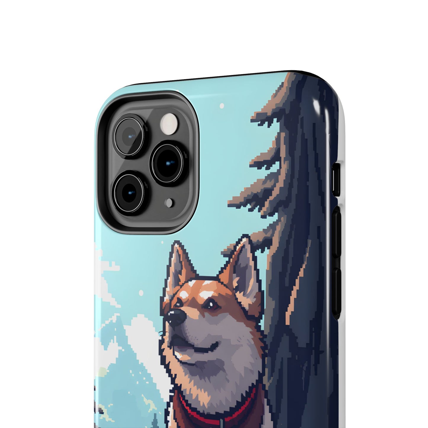 Retro Dog Adventure Tough Phone Case - Pixel Art Shiba Inu Design - for iPhone