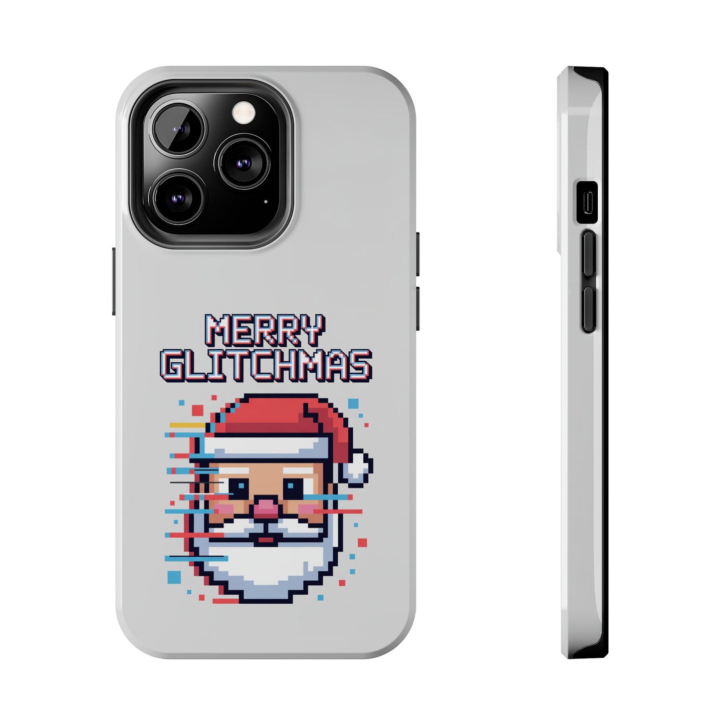Merry Glitchmas Phone Case - Christmas Pixel Art Design for iPhone