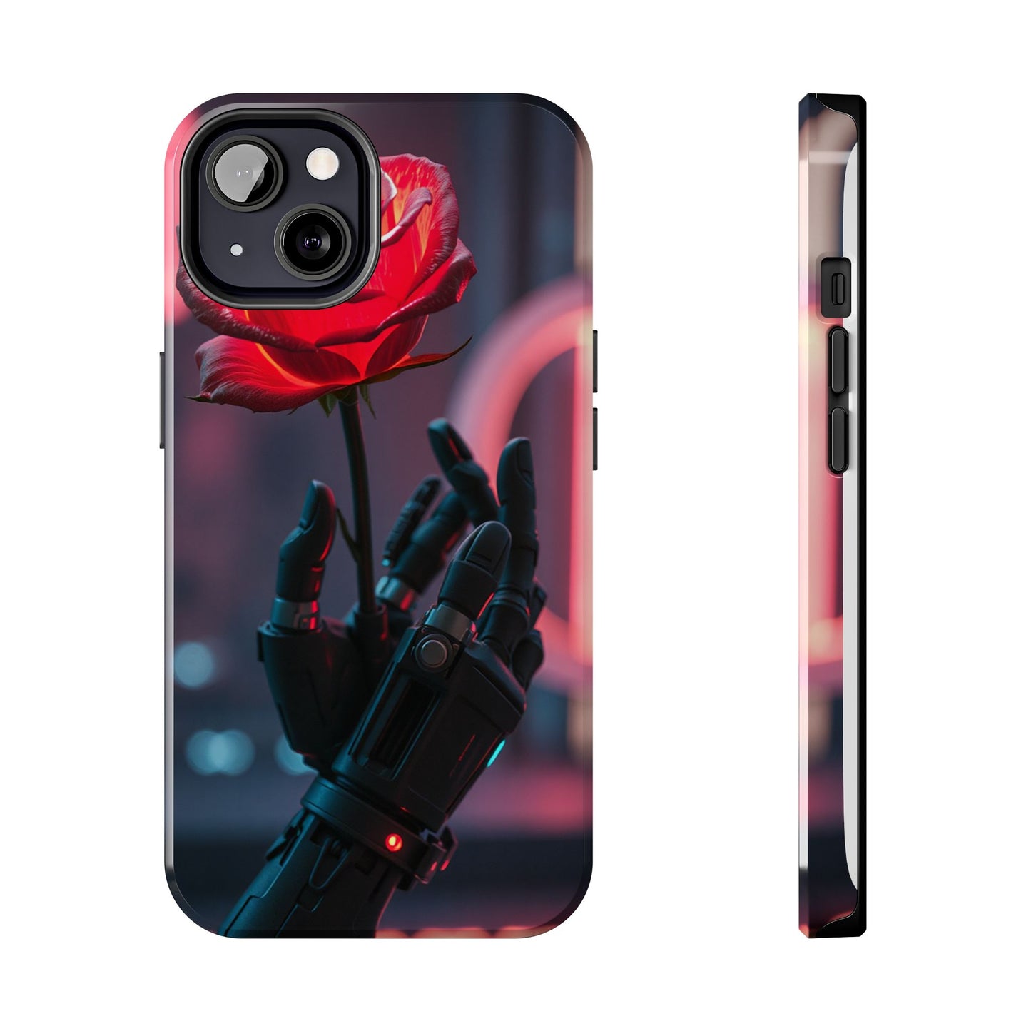Futuristic Tough Phone Case with Robotic Rose Design | Durable Protection
