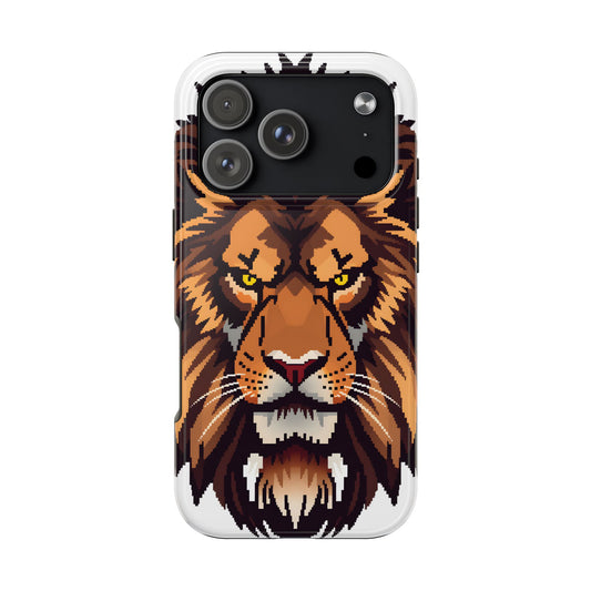 Fierce Pixelated Lion Tough Phone Case - Durable Design for Animal Lovers - for iPhone