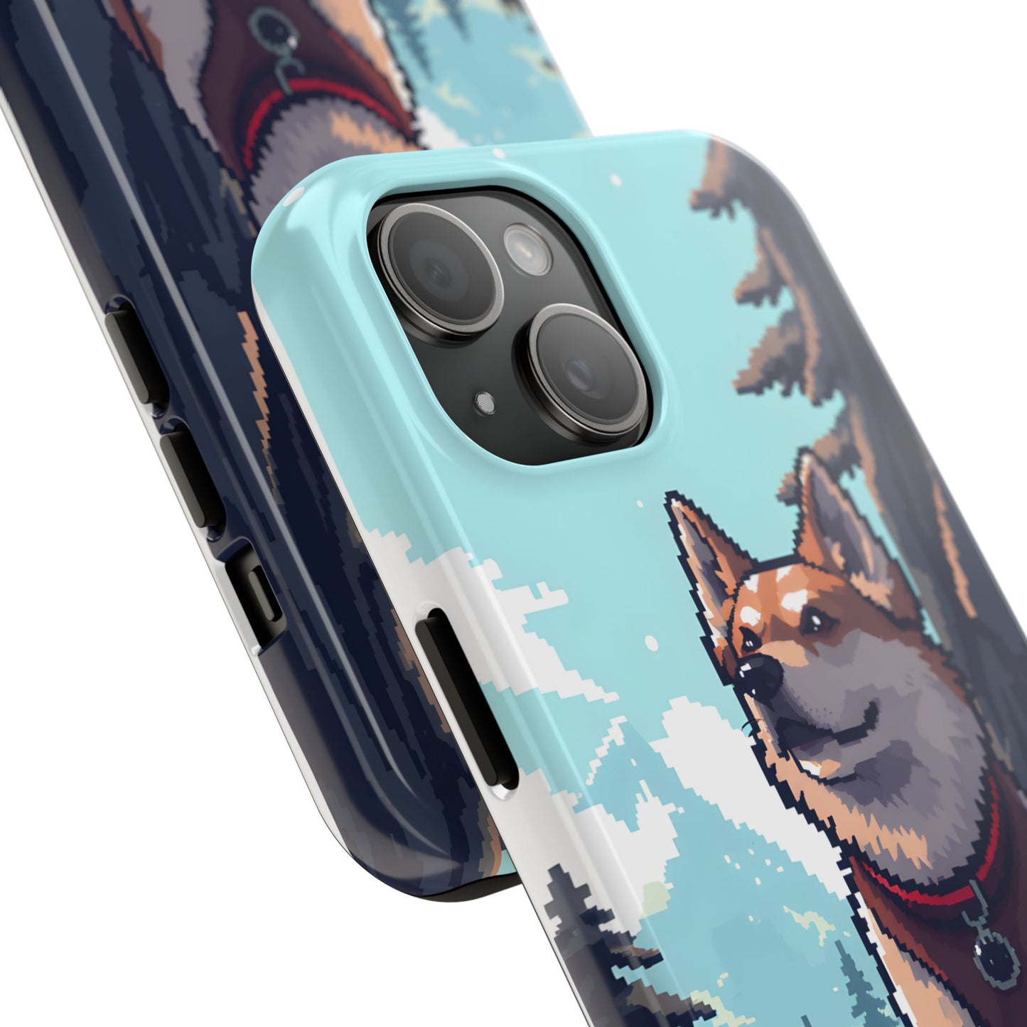 Retro Dog Adventure Tough Phone Case - Pixel Art Shiba Inu Design - for iPhone