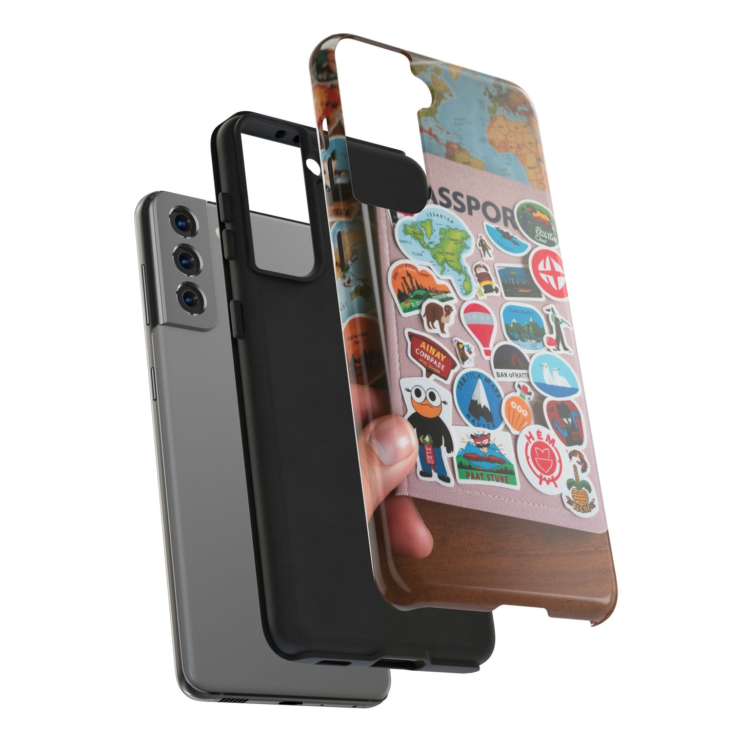 Adventure Stickers Phone Case - Tough Protection for Travel Lovers