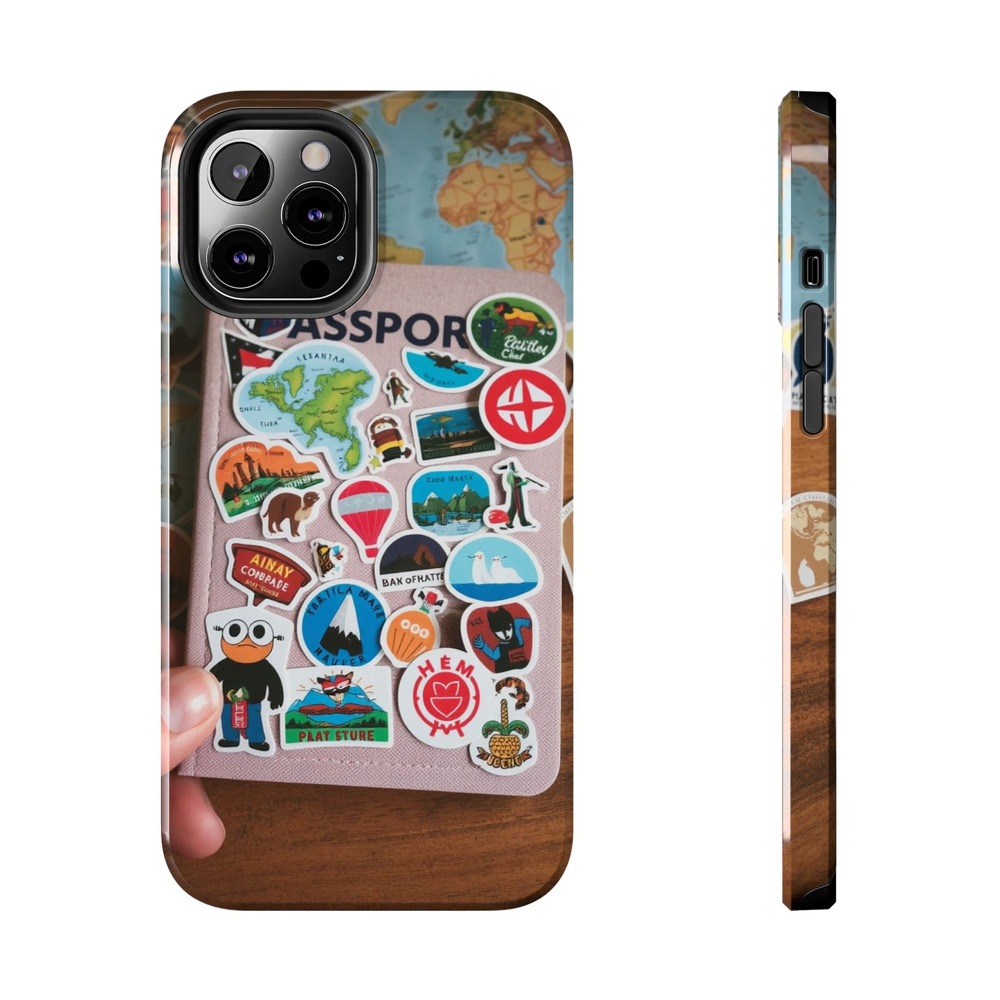 Adventure Stickers Phone Case - Tough Protection for Travel Lovers