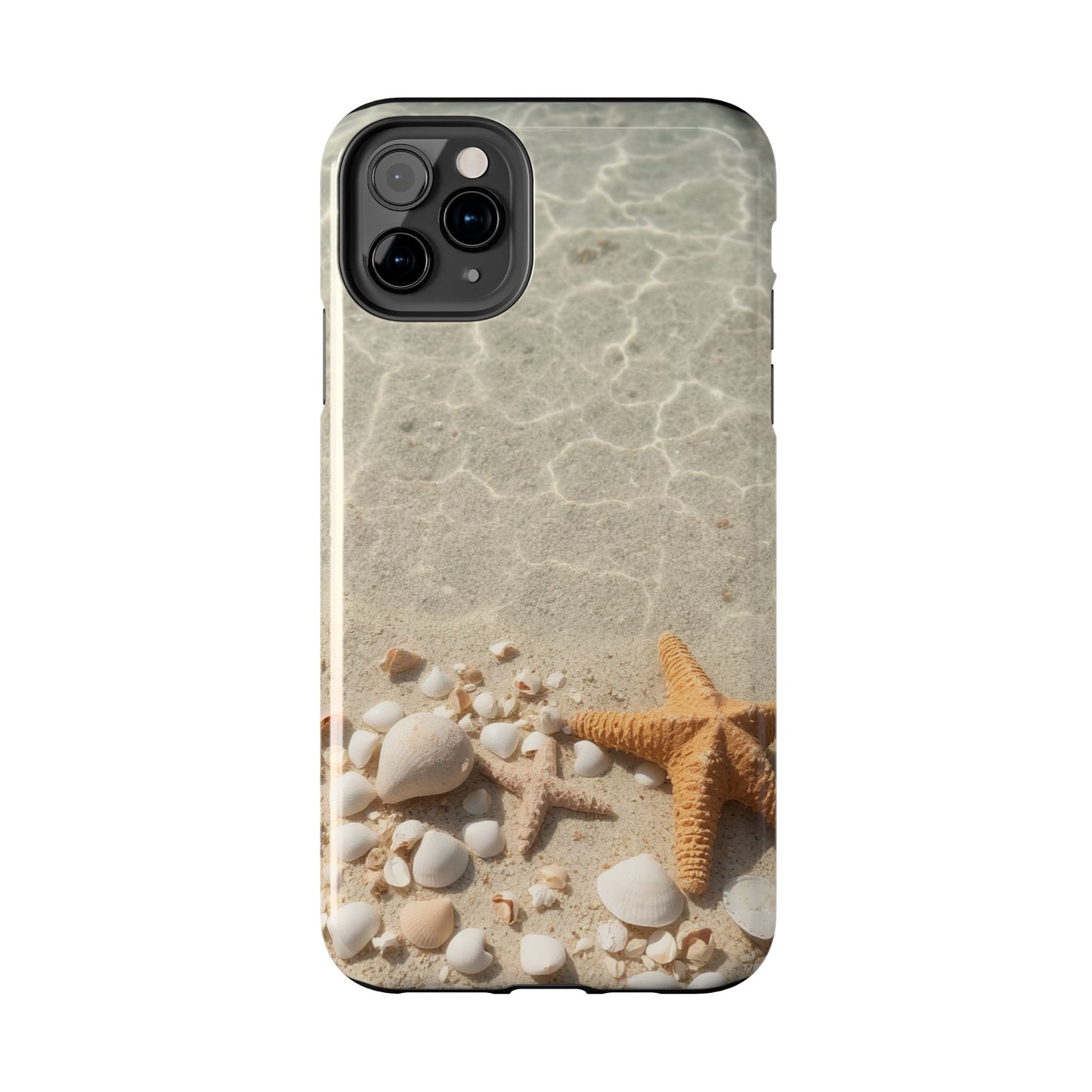 Beach-Inspired Tough Phone Case with Starfish and Seashell Design