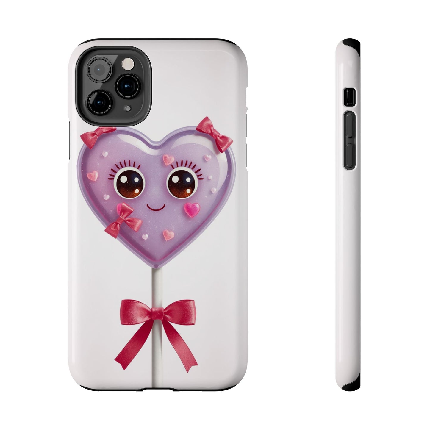 Cute Heart Lollipop Tough Phone Case - Adorable Protection for Candy Lovers