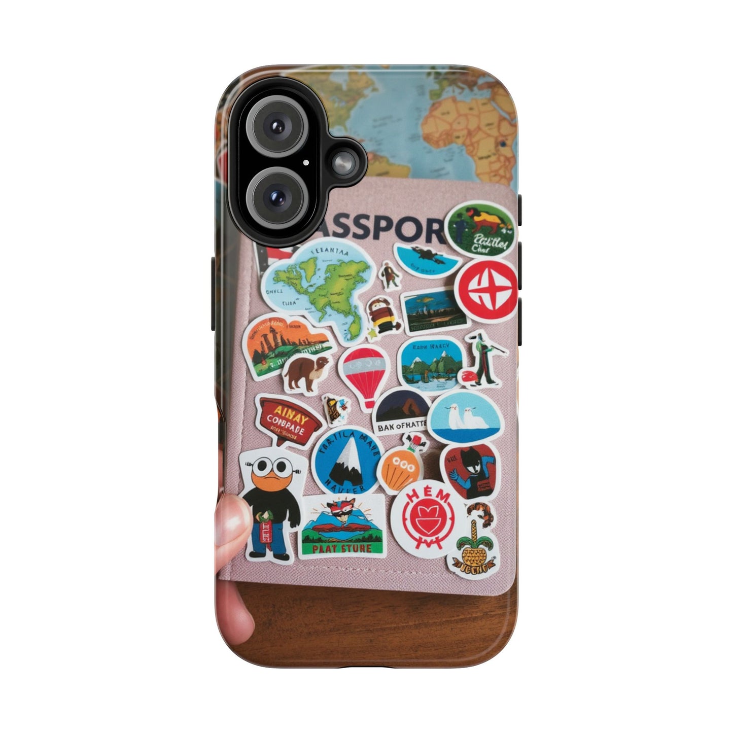 Adventure Stickers Phone Case - Tough Protection for Travel Lovers