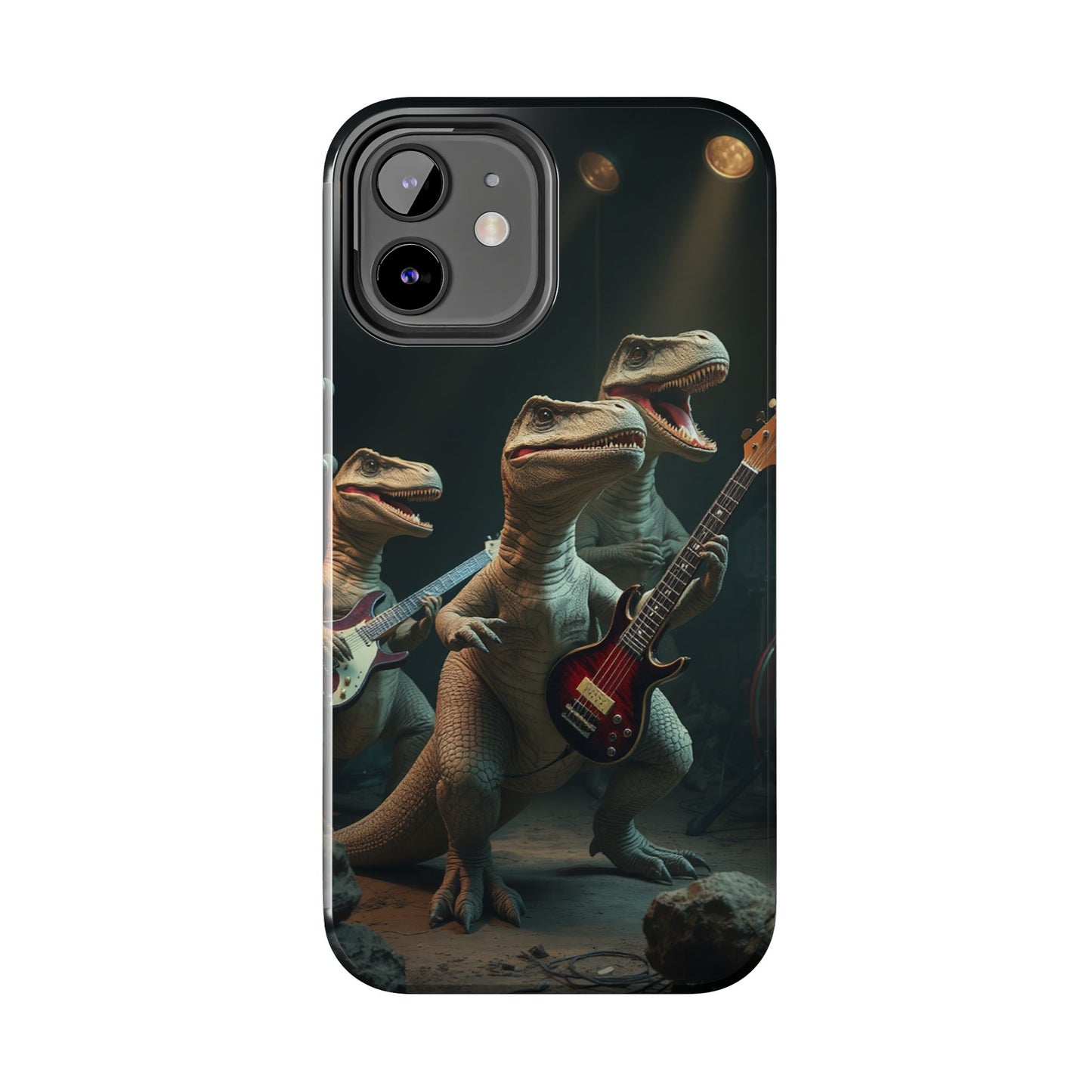 Rockin' Dinosaur Tough Phone Cases - Perfect for Music Lovers and Kids!