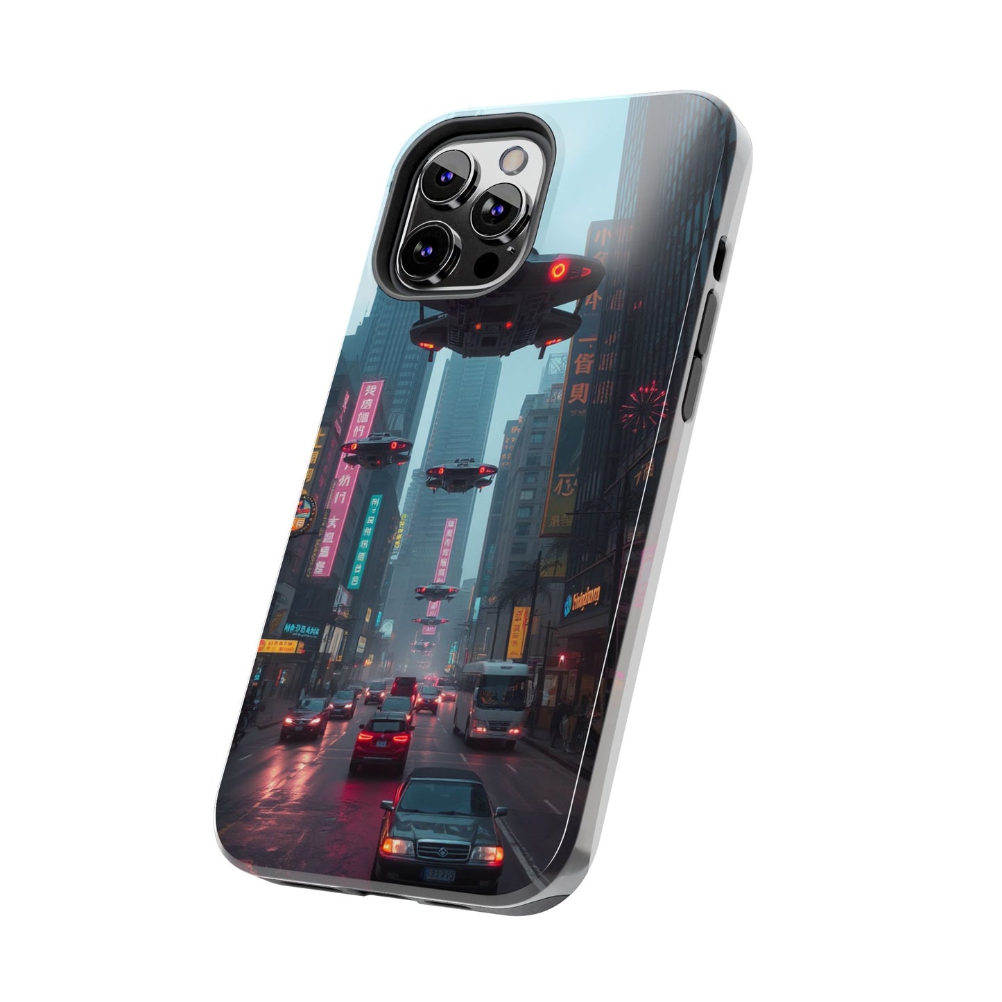 Futuristic City Tough Phone Case - Sci-Fi Design for Urban Explorers