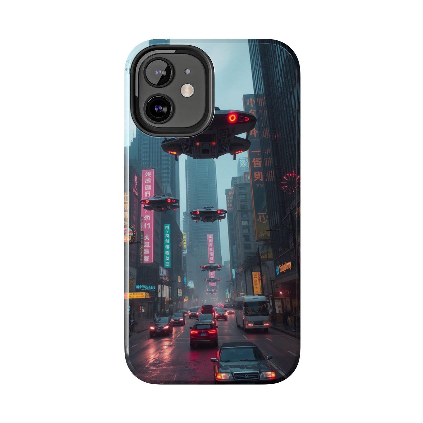 Futuristic City Tough Phone Case - Sci-Fi Design for Urban Explorers