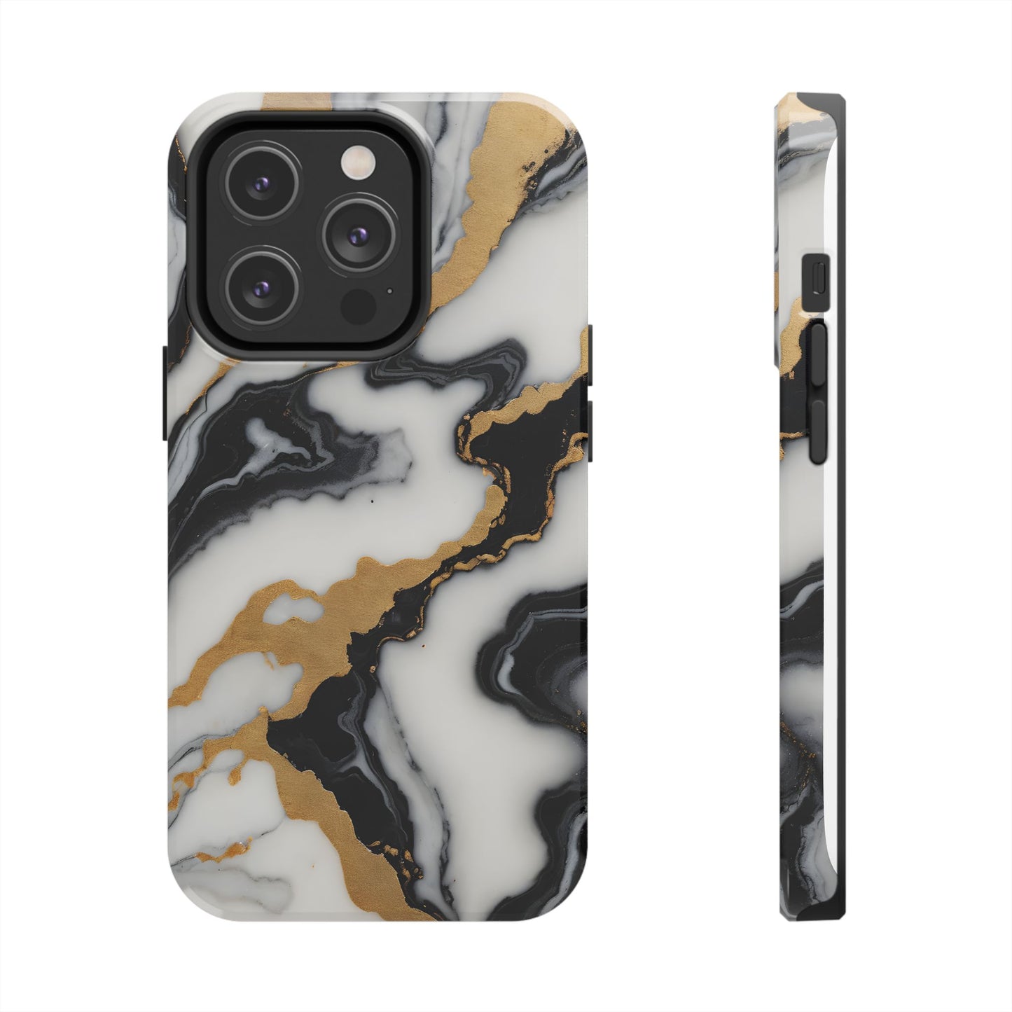 Elegant Gold Marble Tough Phone Case - Stylish Protection for Your iPhone