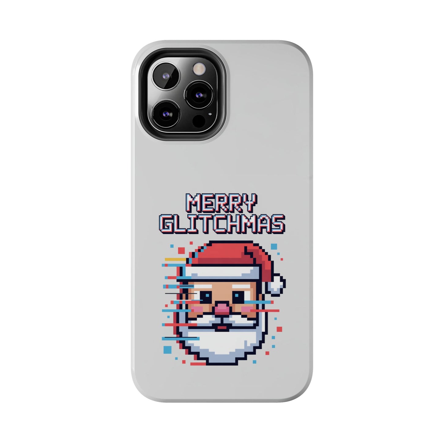 Merry Glitchmas Phone Case - Christmas Pixel Art Design for iPhone