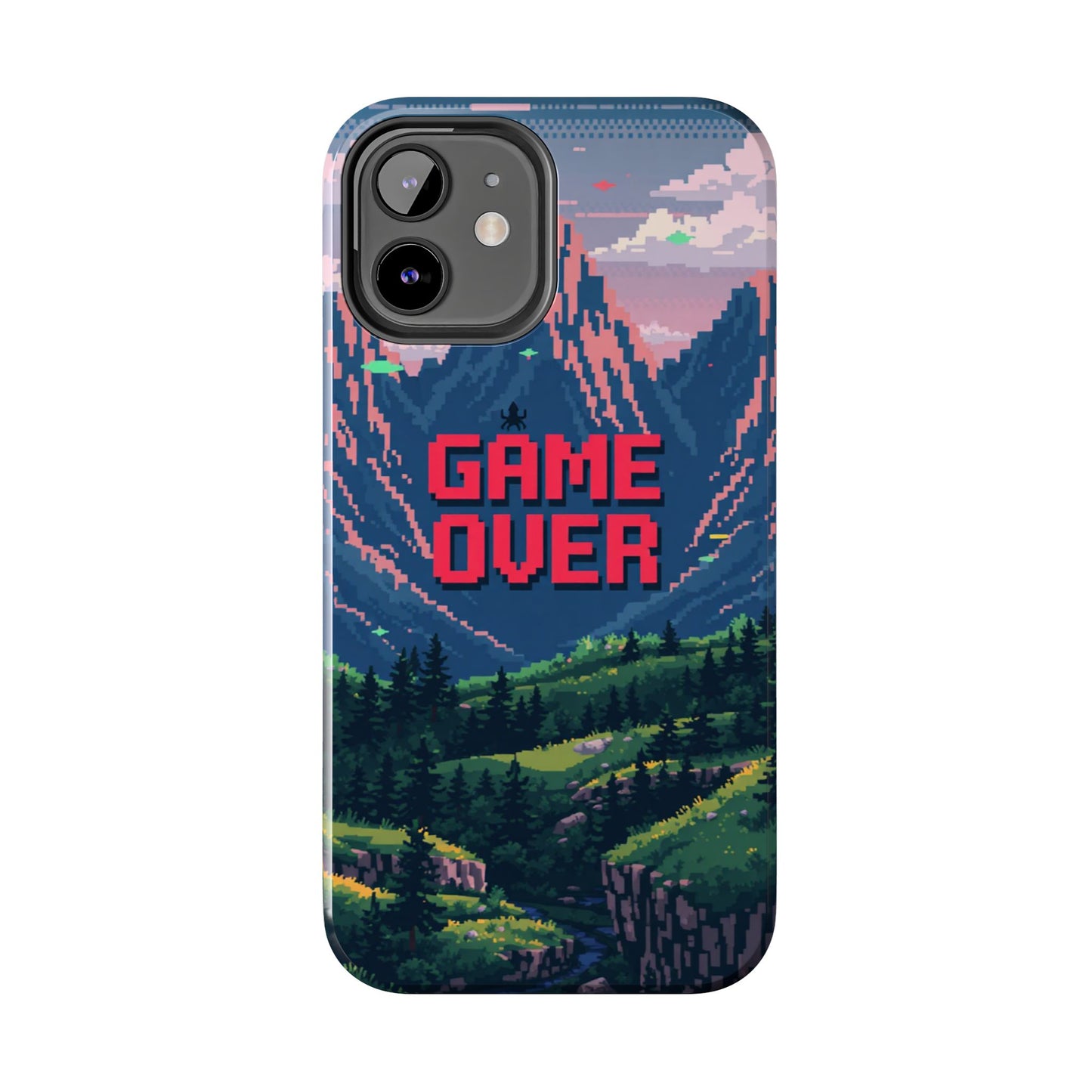 Pixel Art Tough Phone Case - 'Game Over' Design for Gamers