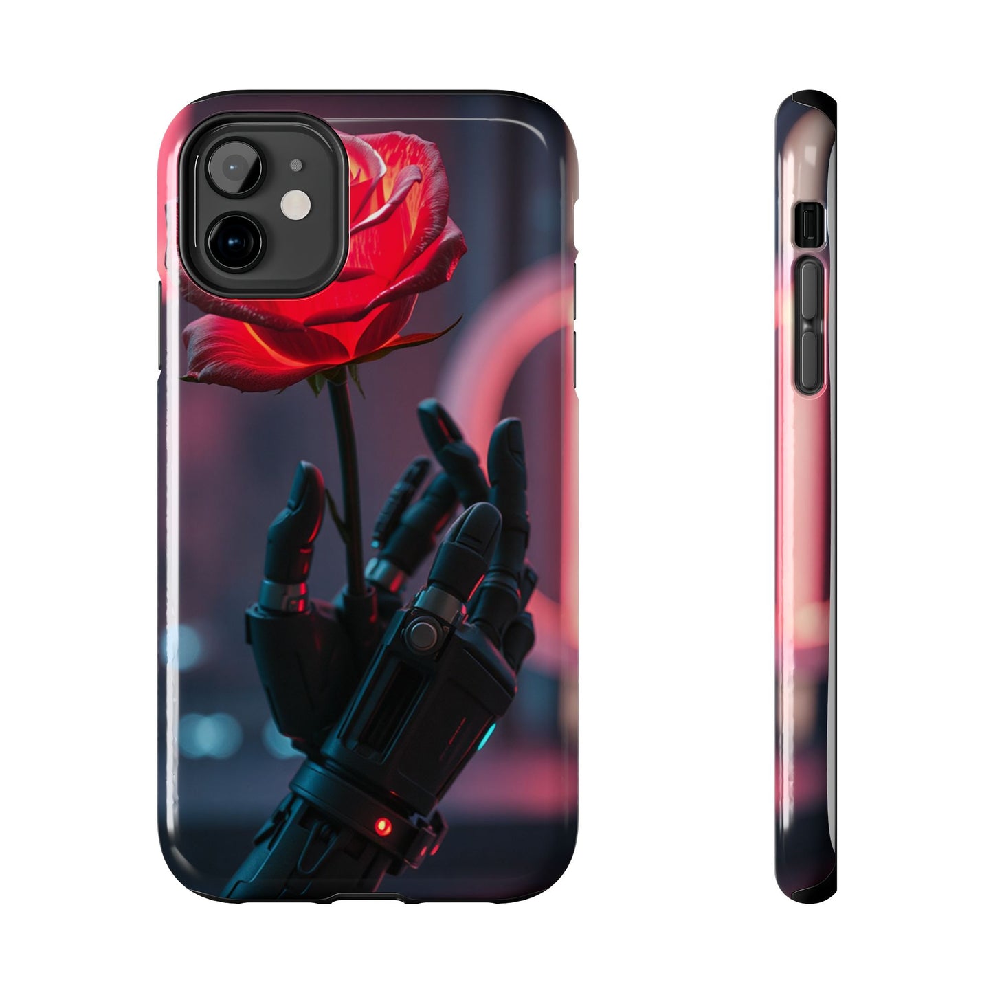 Futuristic Tough Phone Case with Robotic Rose Design | Durable Protection