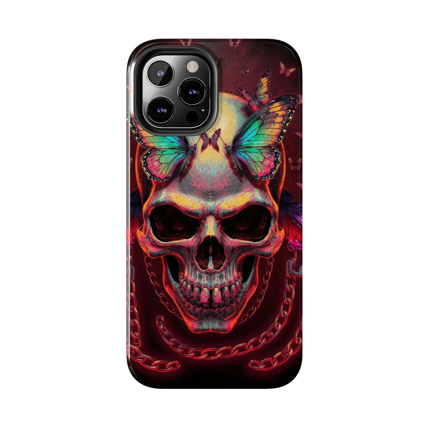 Gothic Skull Phone Case with Butterflies - Durable Tough Phone Case