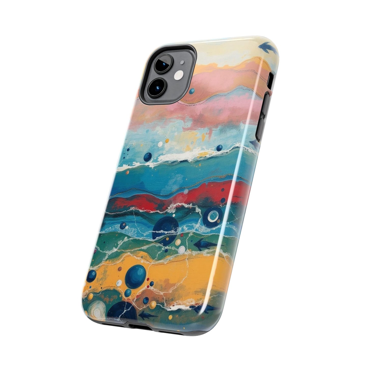 Artistic Tough Phone Case - Vibrant Waves Design for Unique Style