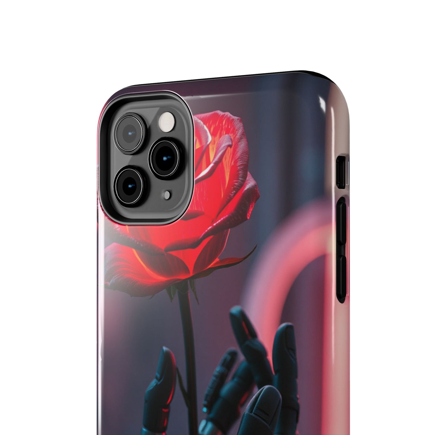 Futuristic Tough Phone Case with Robotic Rose Design | Durable Protection