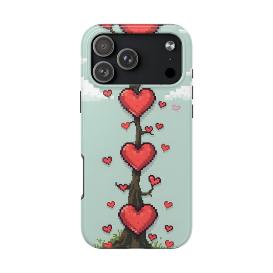 Pixelated Love Hearts Tree | Tough Phone Case - Cute Design - for iPhone