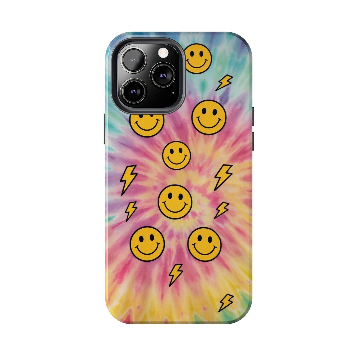 Colorful Smiley Lightning Tough Phone Case - Fun & Durable