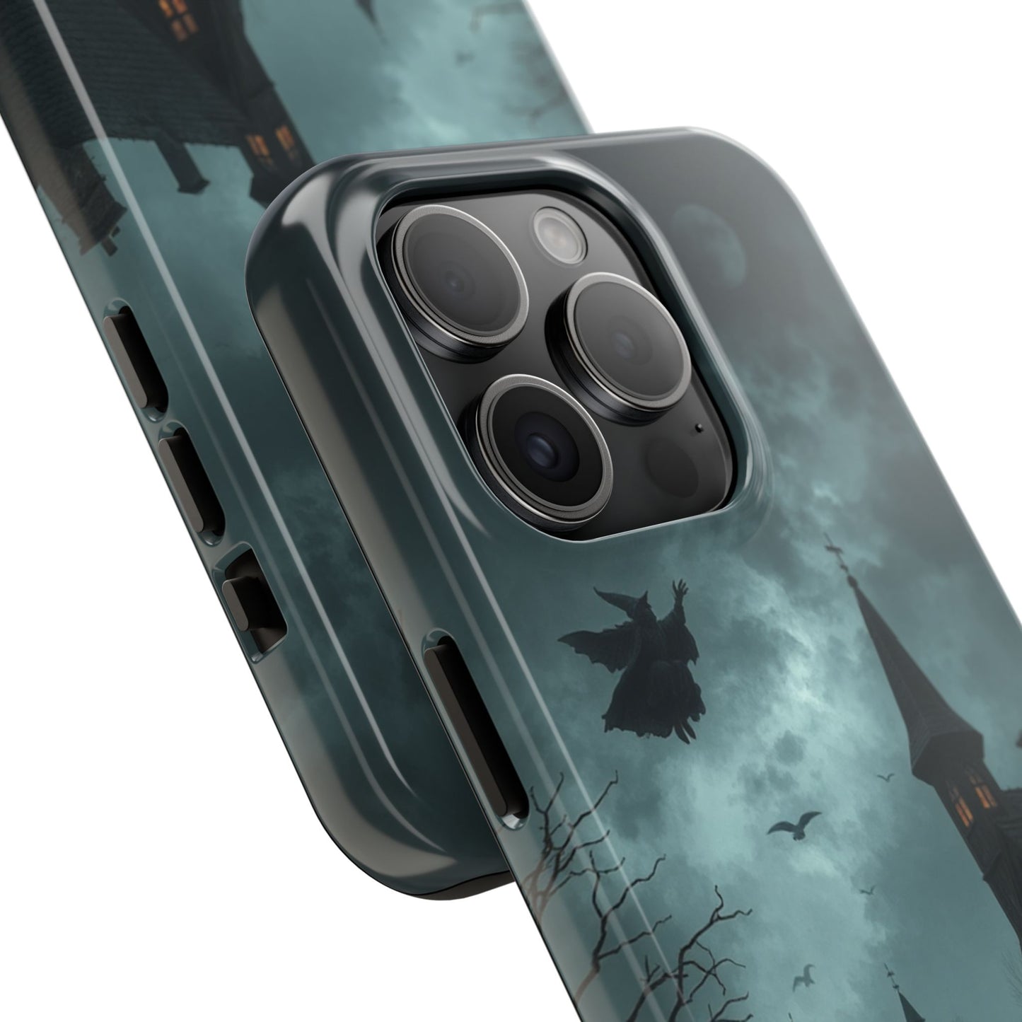 Halloween-Themed Tough Phone Case with Spooky House Design