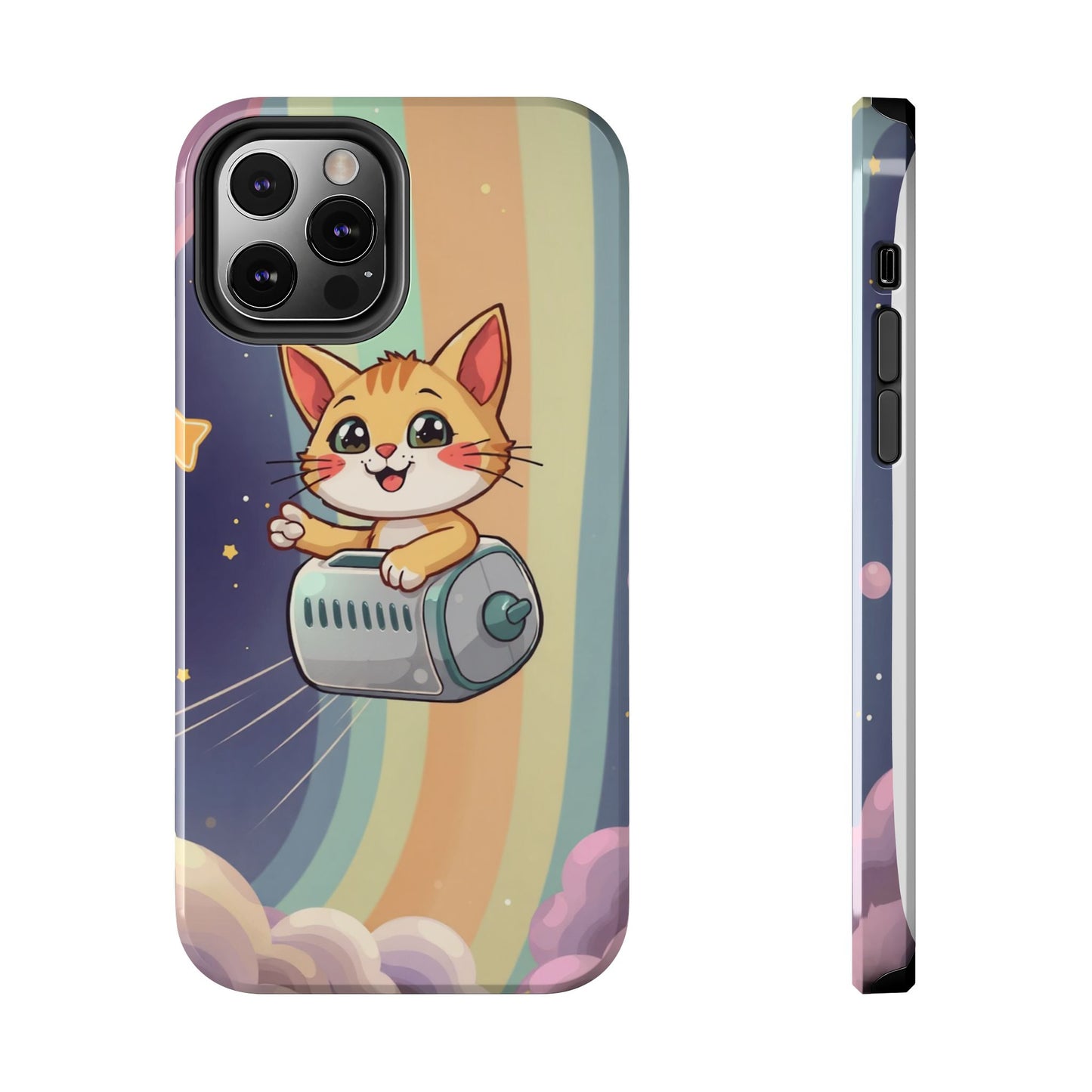 Cute Cat Rocket Phone Case - Vibrant and Playful Tough Case