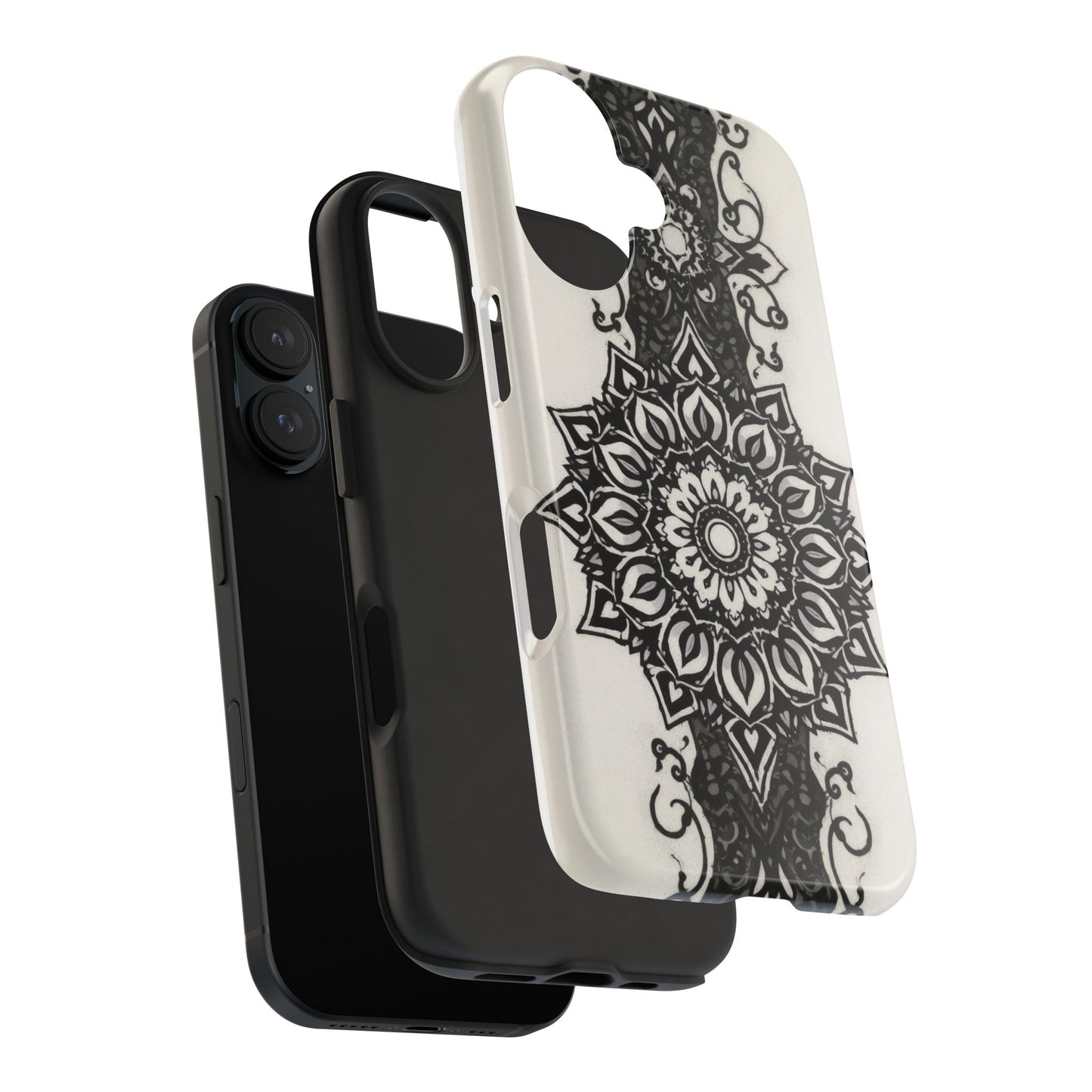 Stylish Tough Phone Cases with Dark Mandala Design - Durable and Unique Protection - for iPhone