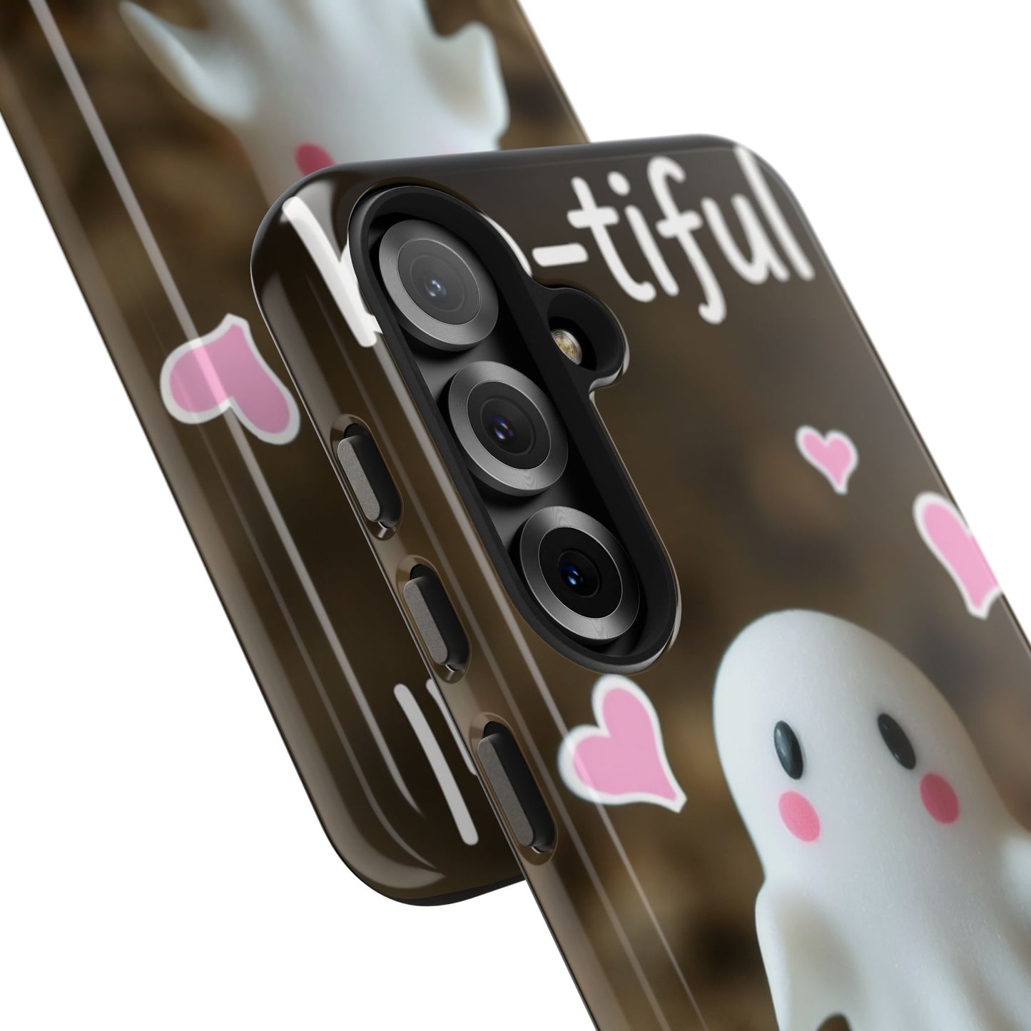 Cute Ghost Tough Phone Case - Beautiful Design with Heart Accents
