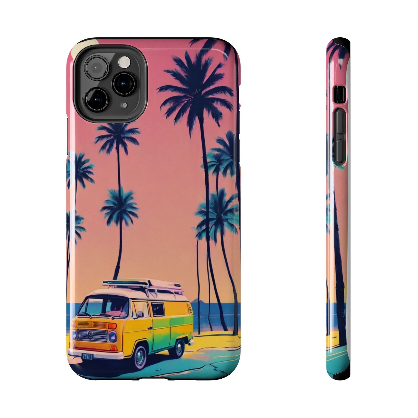 Tropical Beach Vibe Tough Phone Case - Vintage Van Design - for iPhone
