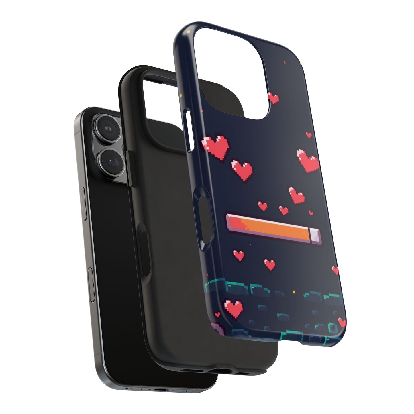 Pixel Heart Tough Phone Case - Retro Gamer Style for Valentine's Day